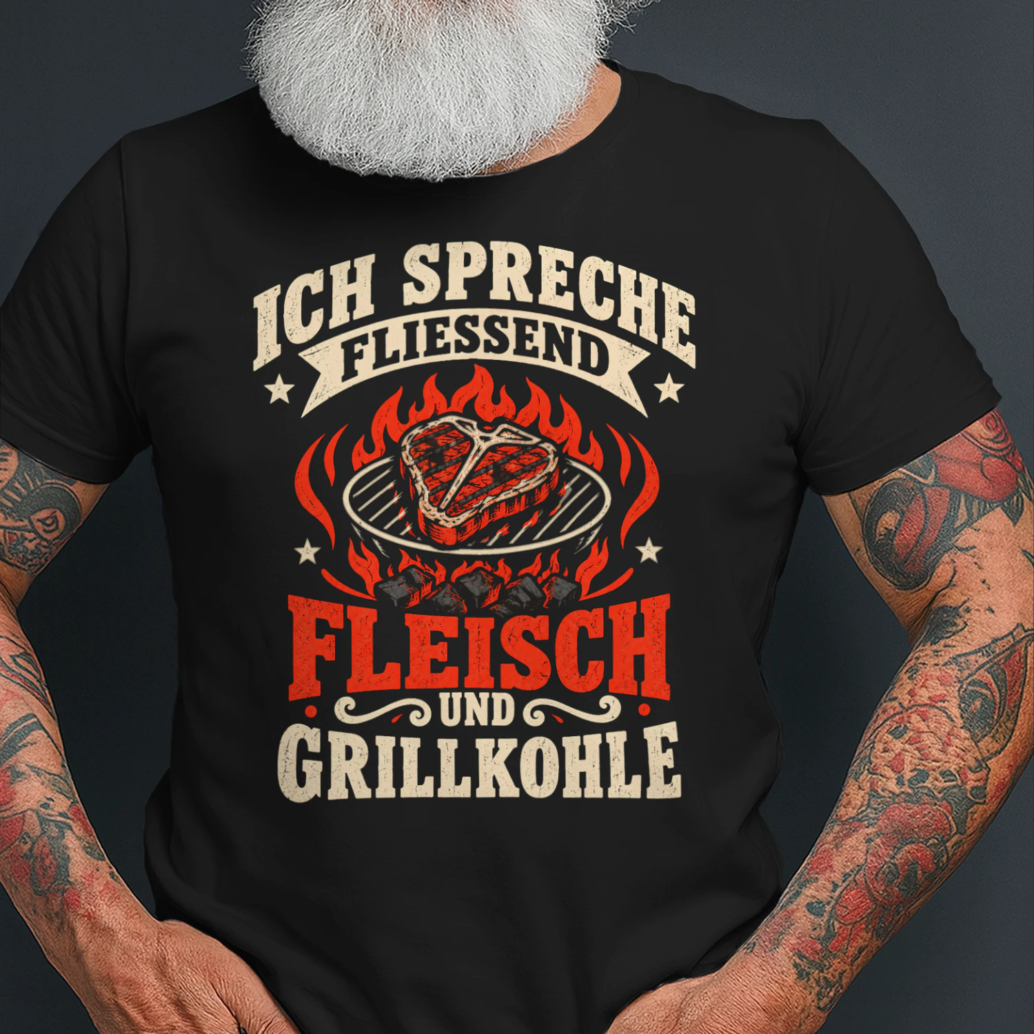 Ich Spreche Fliessend Fleisch und Grillkohle – Lustiges Grillen BBQ T-Shirt