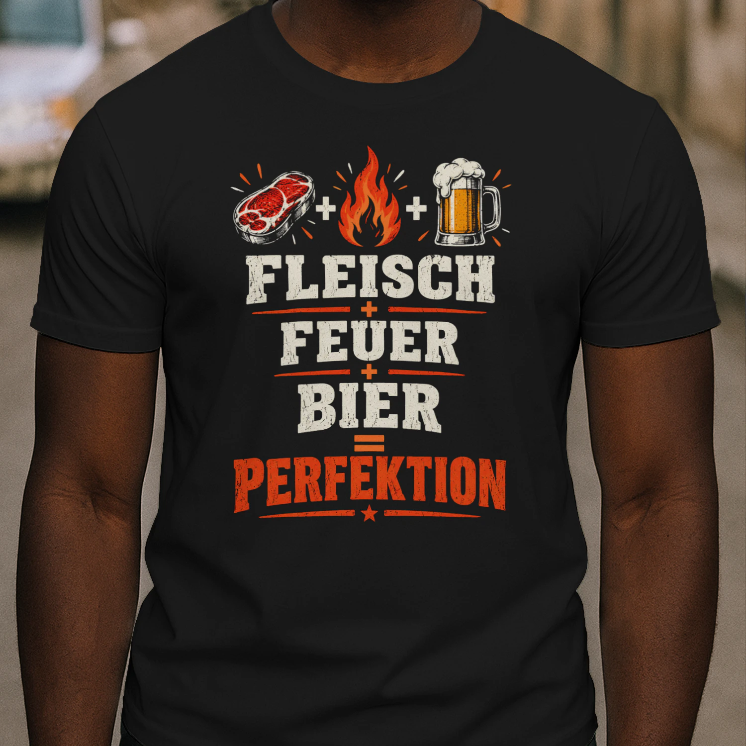 Fleisch + Feuer + Bier = Perfektion – Lustiges Grilldesign im Vintage-Stil