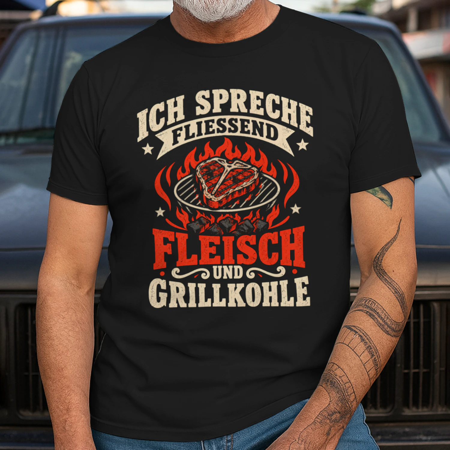 Ich Spreche Fliessend Fleisch und Grillkohle – Lustiges Grillen BBQ T-Shirt