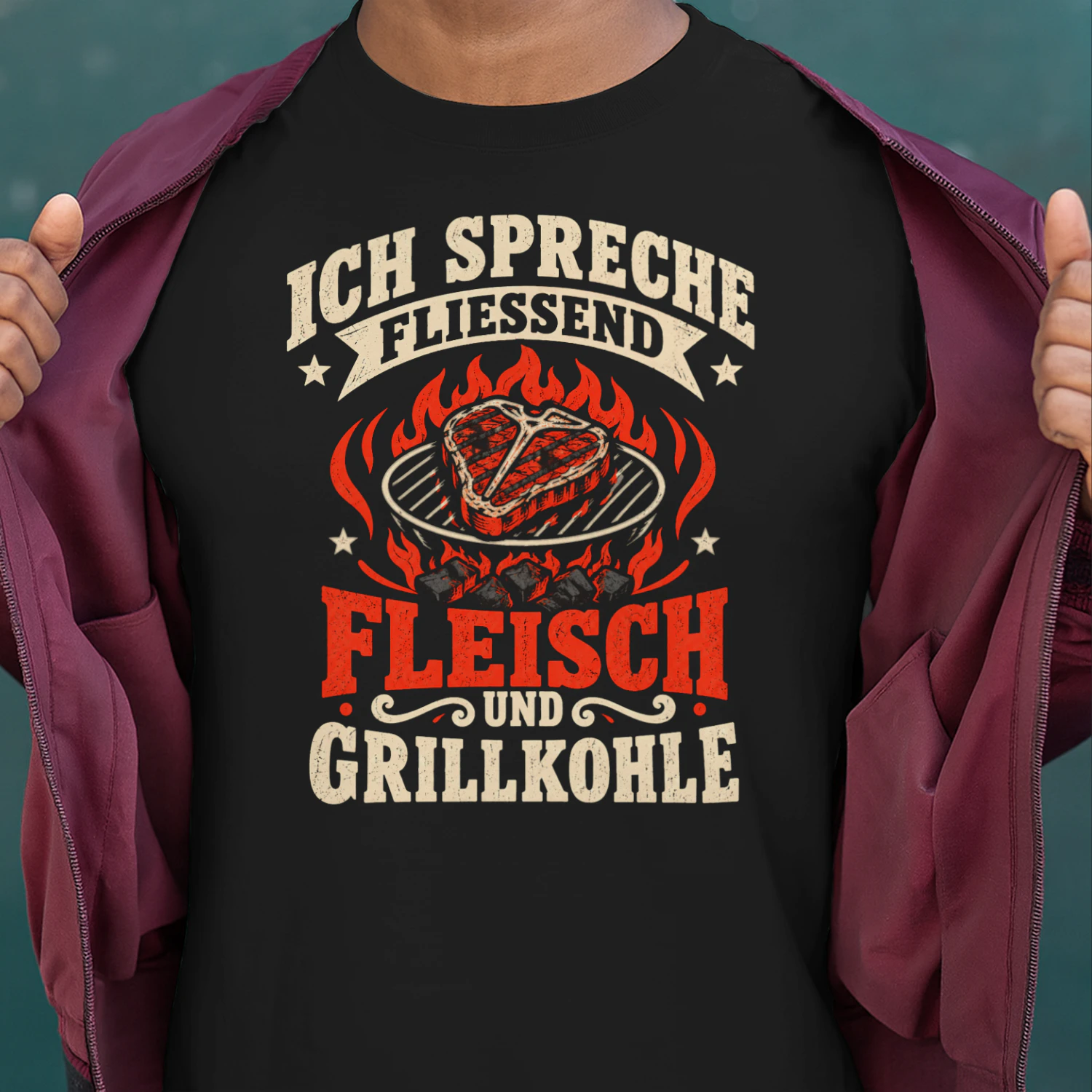 Ich Spreche Fliessend Fleisch und Grillkohle – Lustiges Grillen BBQ T-Shirt