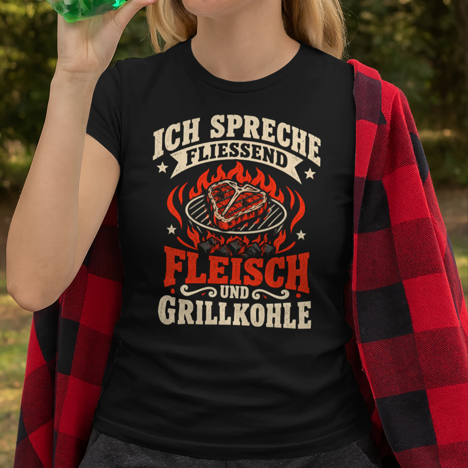 Ich Spreche Fliessend Fleisch und Grillkohle – Lustiges Grillen BBQ T-Shirt