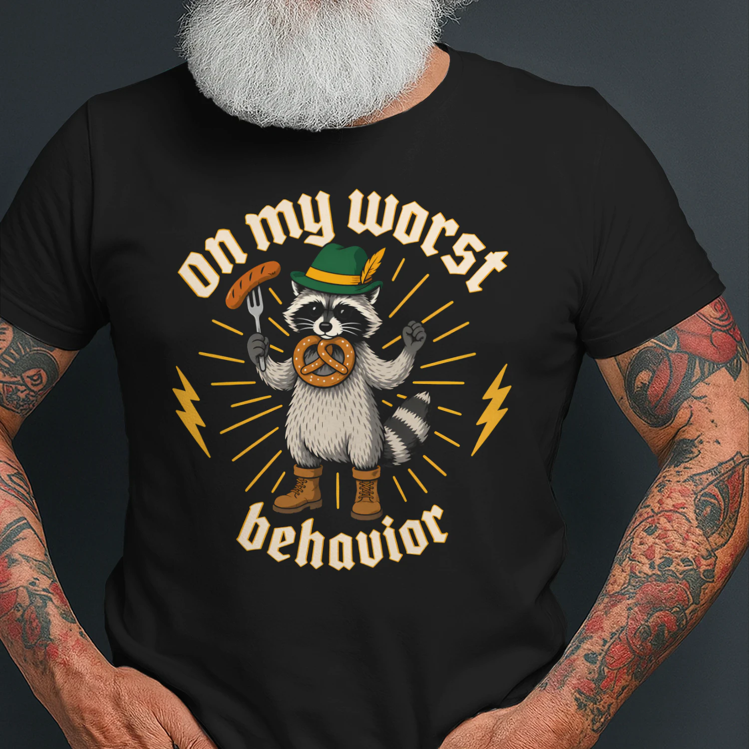 On My Worst Behavior Oktoberfest Raccoon