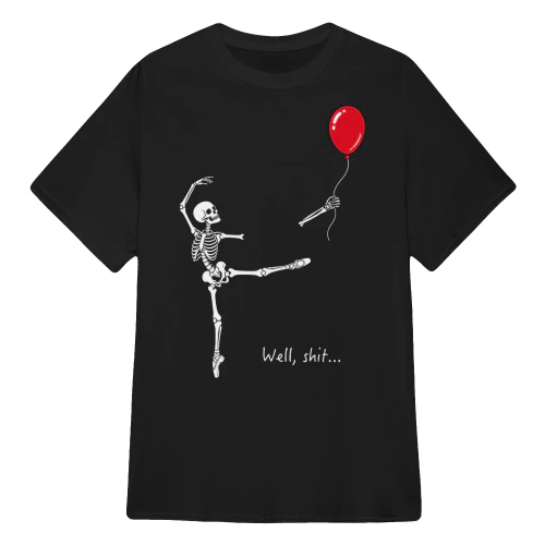 Skeleton Ballerina And Drifting Red Balloon
