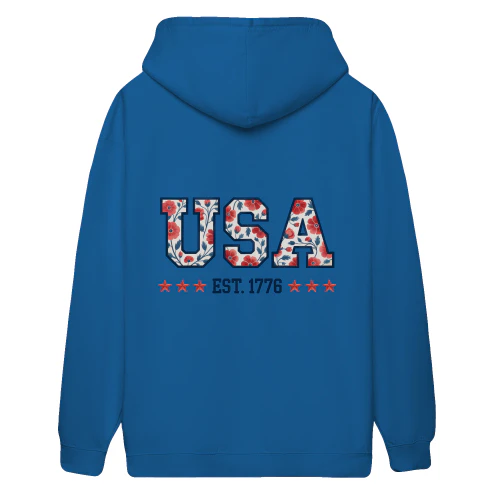 USA Floral Varsity Lettering Est 1776 - Patriotic Floral