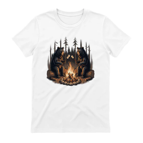 Camping Bears Roasting Marshmallows - Funny Forest Fire Design