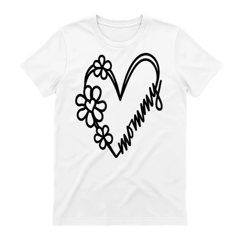 Mommy Floral Heart Script - Cute Line Art Mother's Day Design