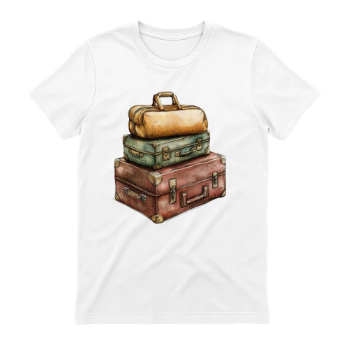 Vintage Stacked Luggage Leather Suitcases – Retro Travel Graphic
