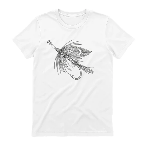 Ornate Fly Fishing Lure - Detailed Line Art Graphic