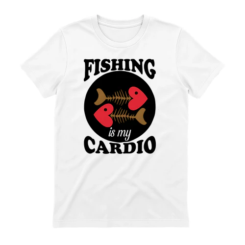 Fishing Is My Cardio Fish Bone Heart - Funny Angler Typography Graphic