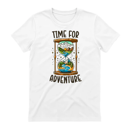 Time For Adventure Mountain Hourglass – Outdoor Wanderlust Graphic