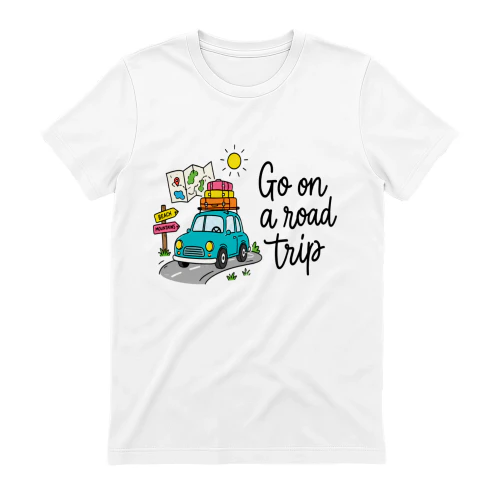 Go On A Road Trip Cute Blue Car Luggage – Cute Travel Graphic