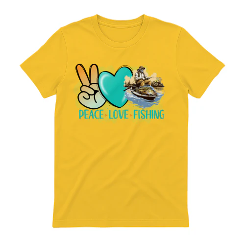 Peace Love Fishing Outdoor Sunset - Retro Angler Life Graphic