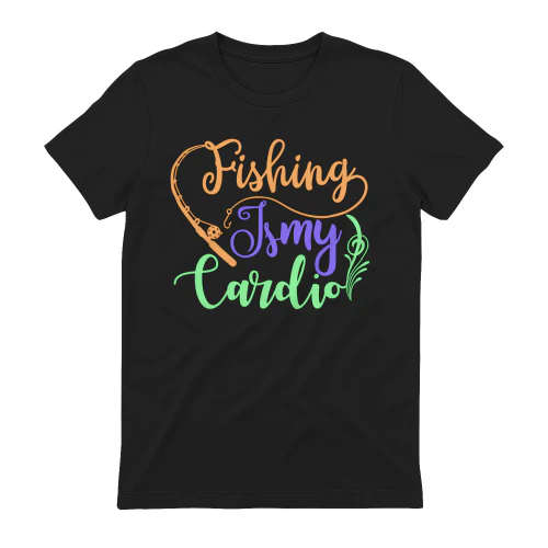 Fishing Is My Cardio Colorful Cursive - Cute Angler Quote Graphic