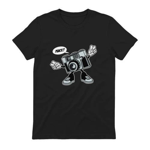 Peace Retro Camera Cartoon Character - Fun Photography Design
