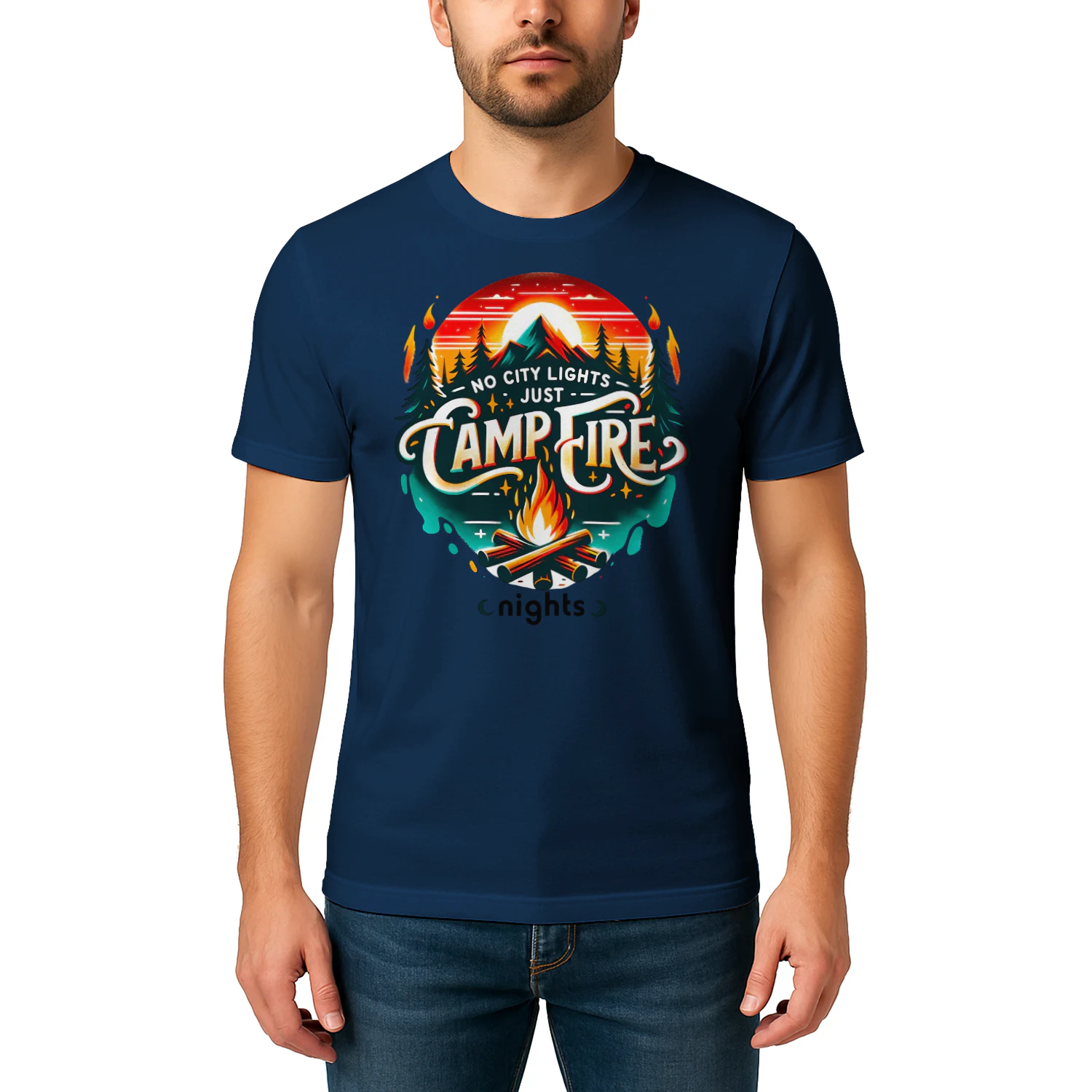 No City Lights Just Campfire Nights - Bold Camping Design