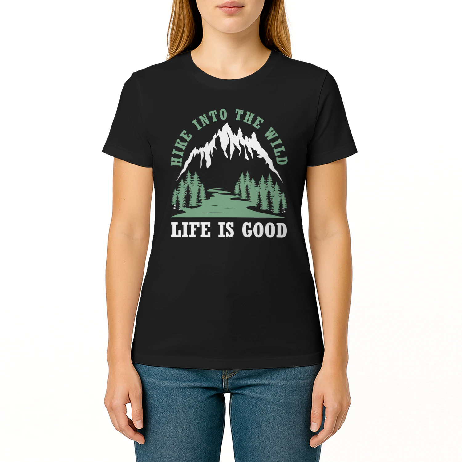 Hike Into The Wild Green Forest - Outdoor Nature Graphic