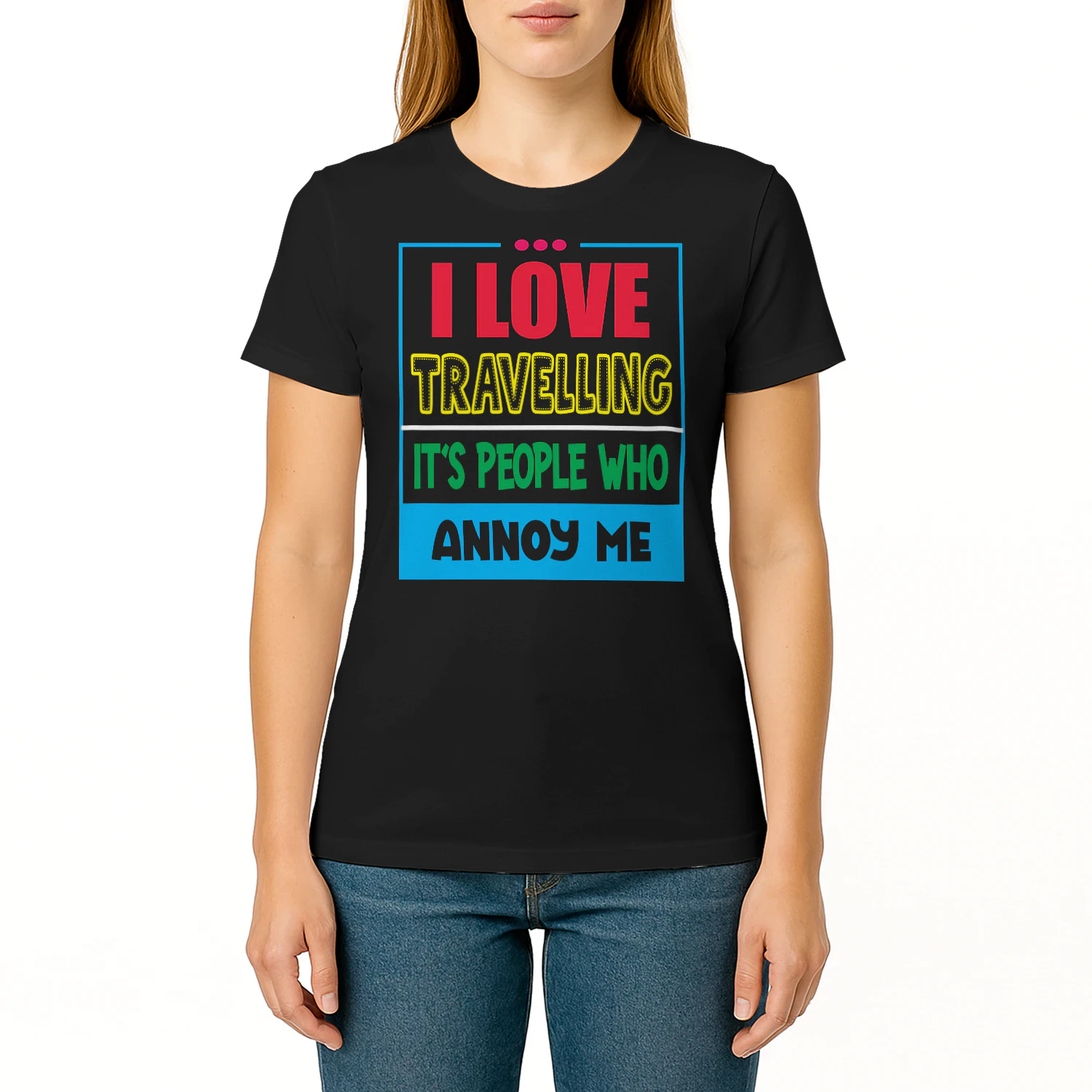 I Love Travelling It's People Who Annoy Me - Funny Introvert Travel Graphic