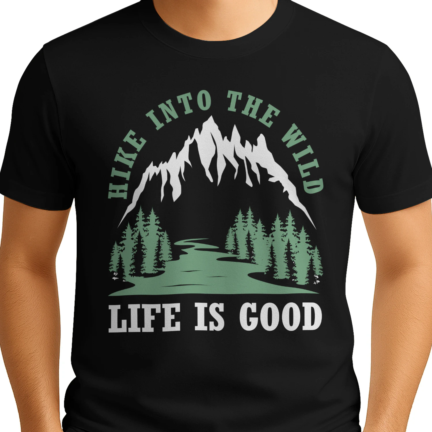 Hike Into The Wild Green Forest - Outdoor Nature Graphic