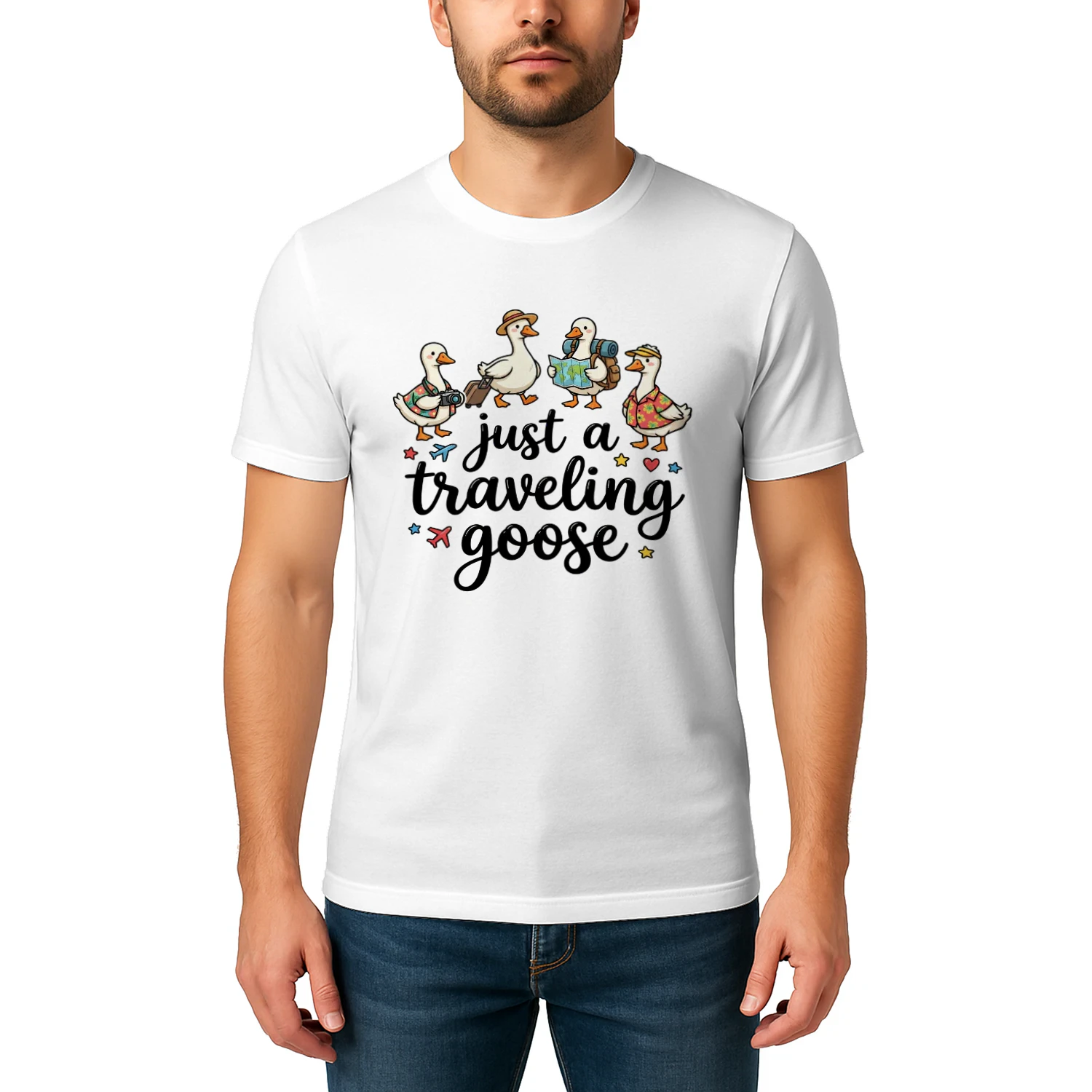 Just A Traveling Goose Cute Ducks – Funny Vacation Travel Graphic