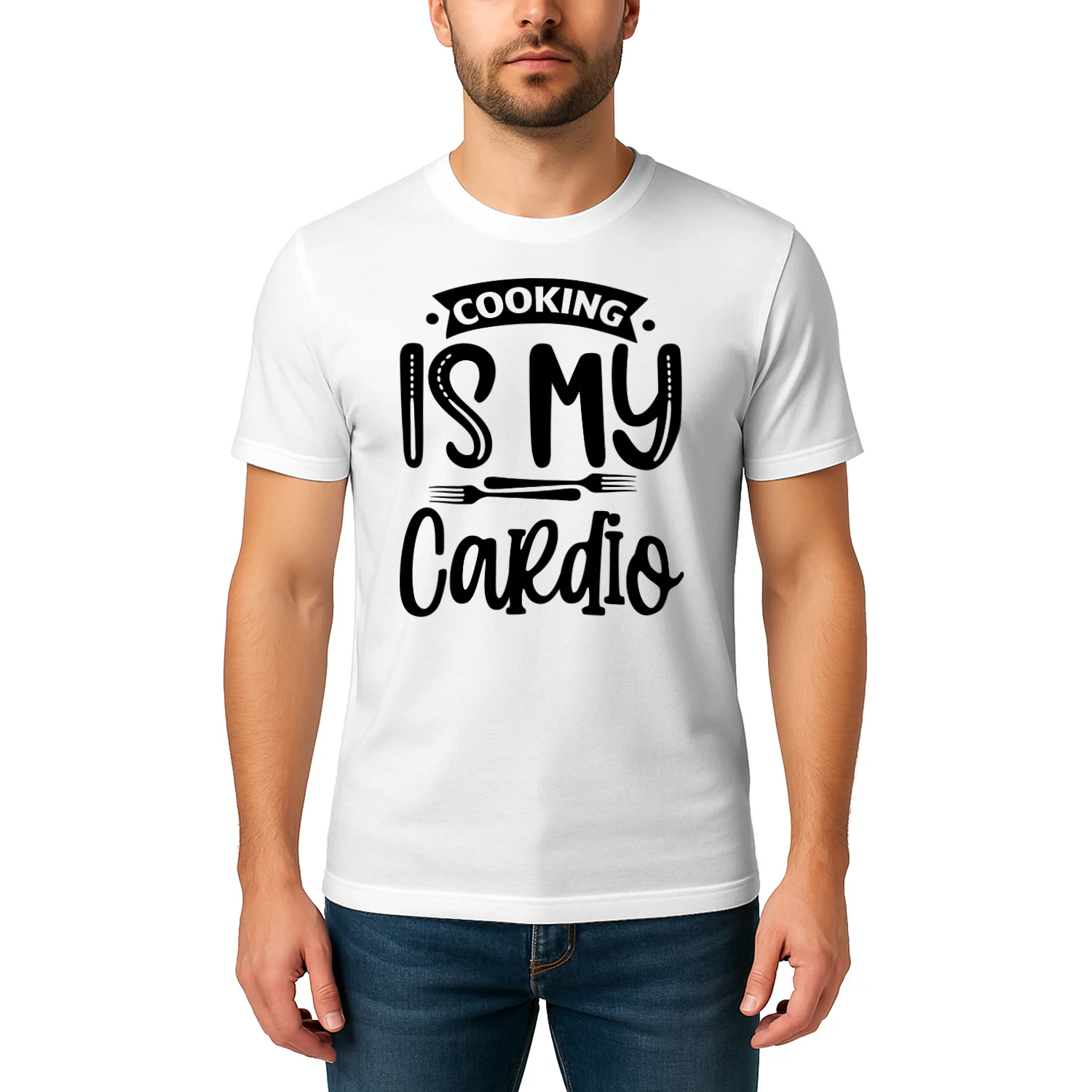 Cooking Is My Cardio Black Typography - Funny Chef Humor Graphic