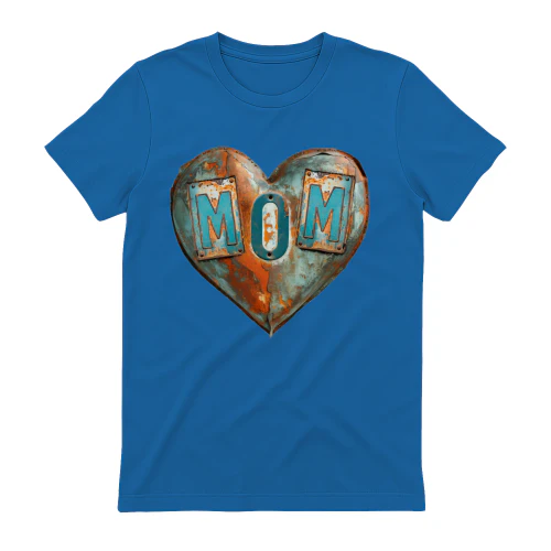 Vintage Rustic Metal Heart "MOM" Plaque - Shabby Chic Sign