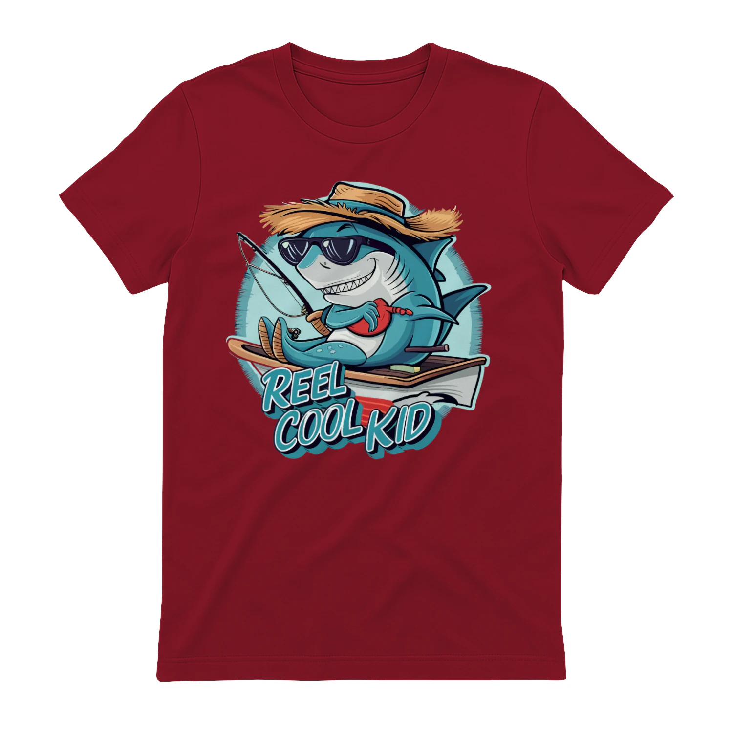 Reel Cool Kid Fishing Shark - Cute Youth Angler Graphic