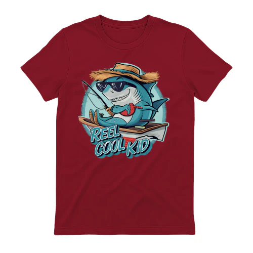 Reel Cool Kid Fishing Shark - Cute Youth Angler Graphic