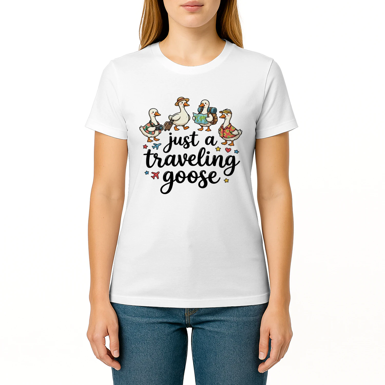 Just A Traveling Goose Cute Ducks – Funny Vacation Travel Graphic