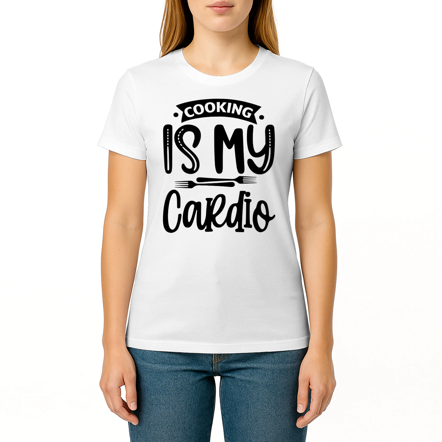 Cooking Is My Cardio Black Typography - Funny Chef Humor Graphic