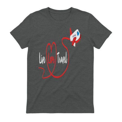 Live Love Travel Airplane Red Heart Trail - Cute Flight Graphic