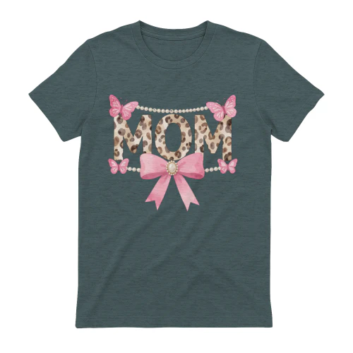 Mom Leopard Print Coquette Pink Bow Pearl