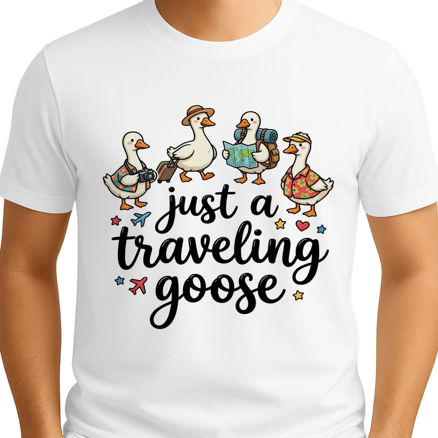 Just A Traveling Goose Cute Ducks – Funny Vacation Travel Graphic