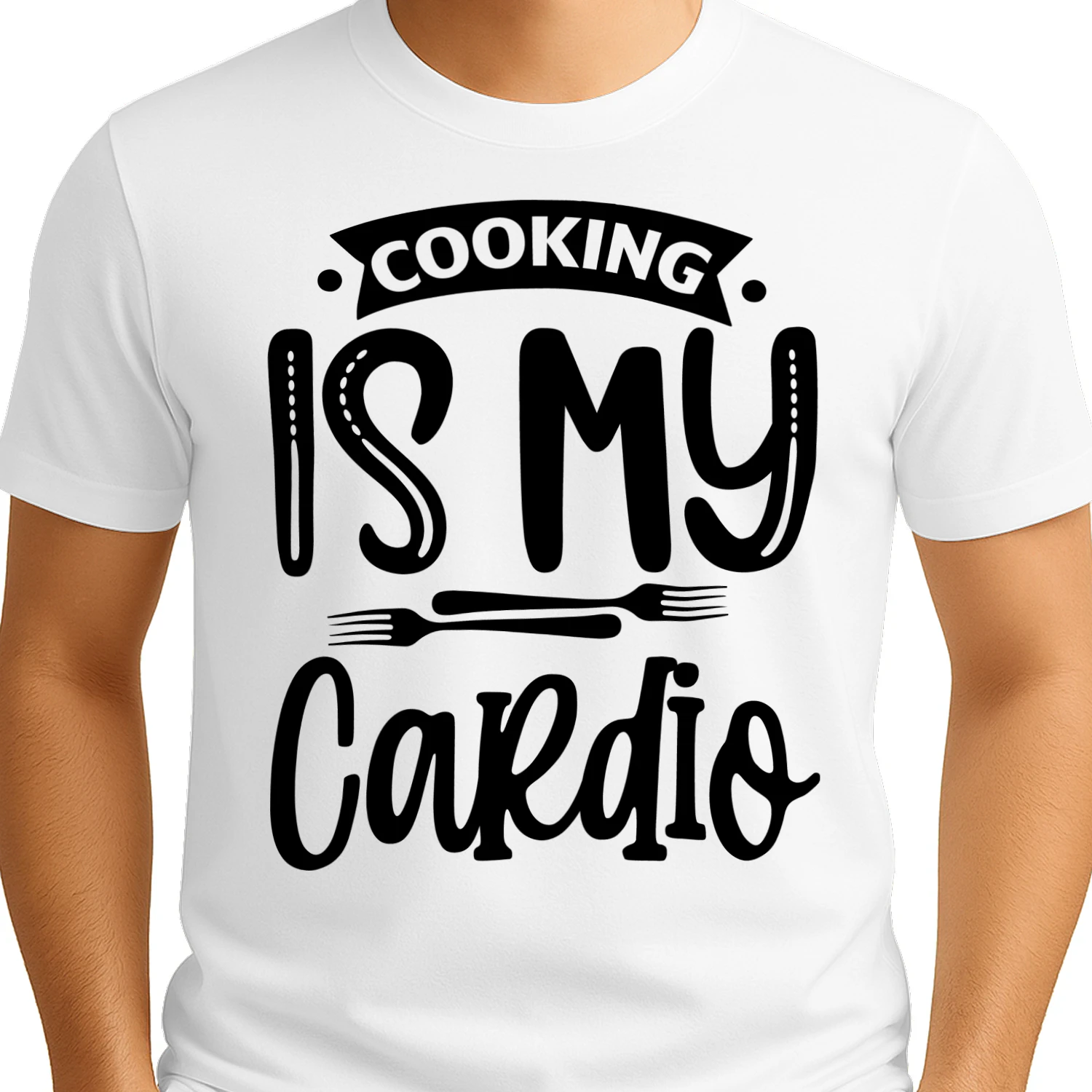 Cooking Is My Cardio Black Typography - Funny Chef Humor Graphic