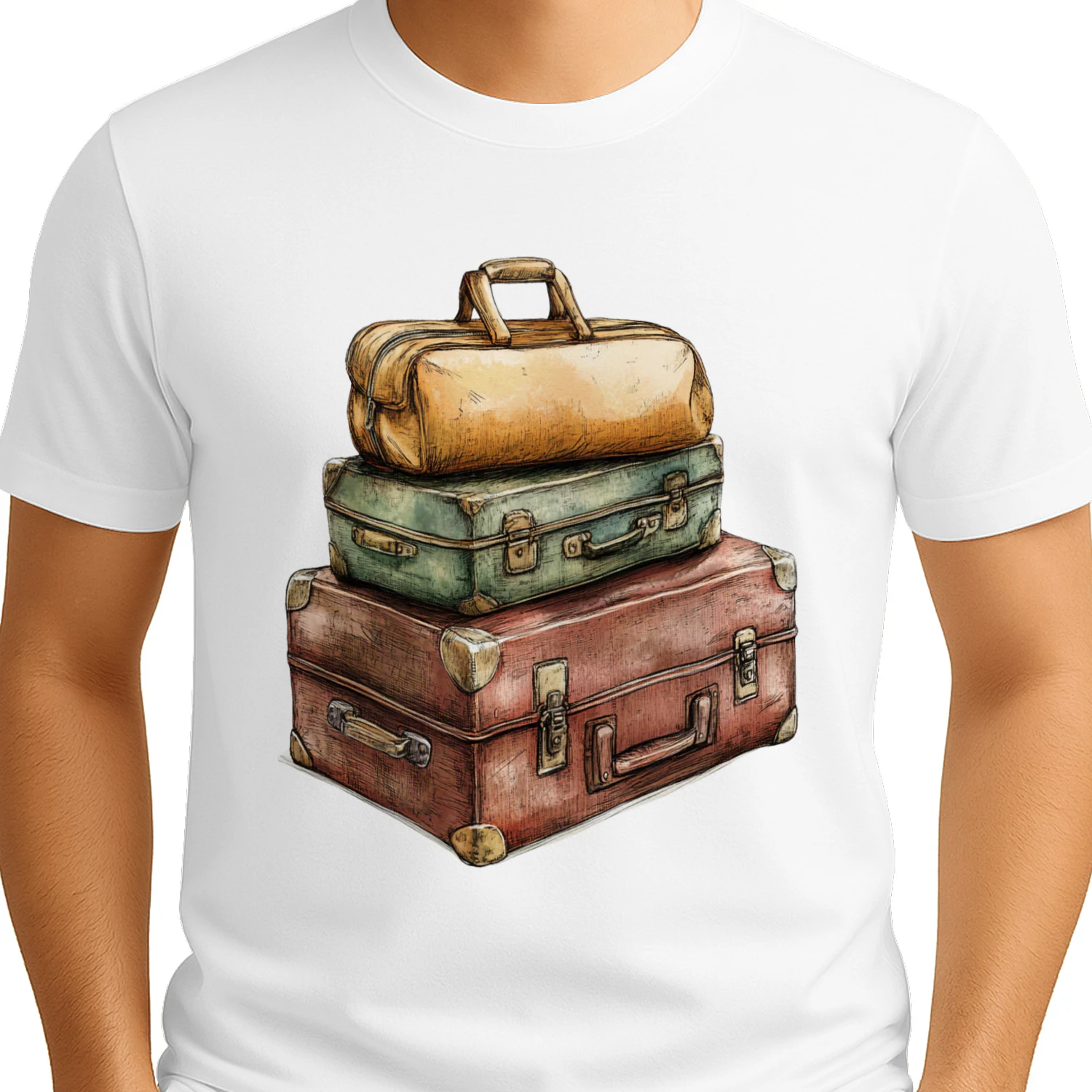 Vintage Stacked Luggage Leather Suitcases – Retro Travel Graphic