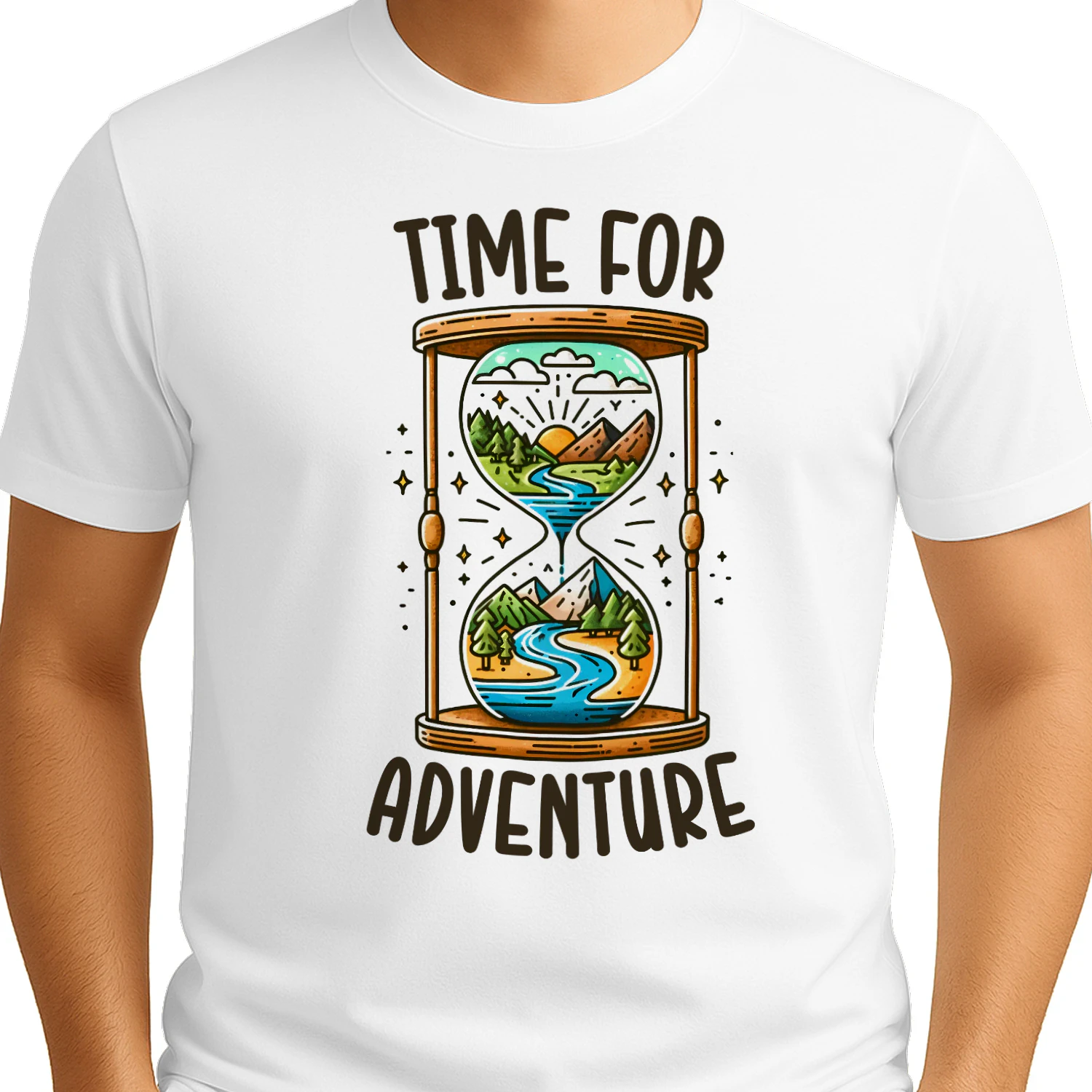 Time For Adventure Mountain Hourglass – Outdoor Wanderlust Graphic