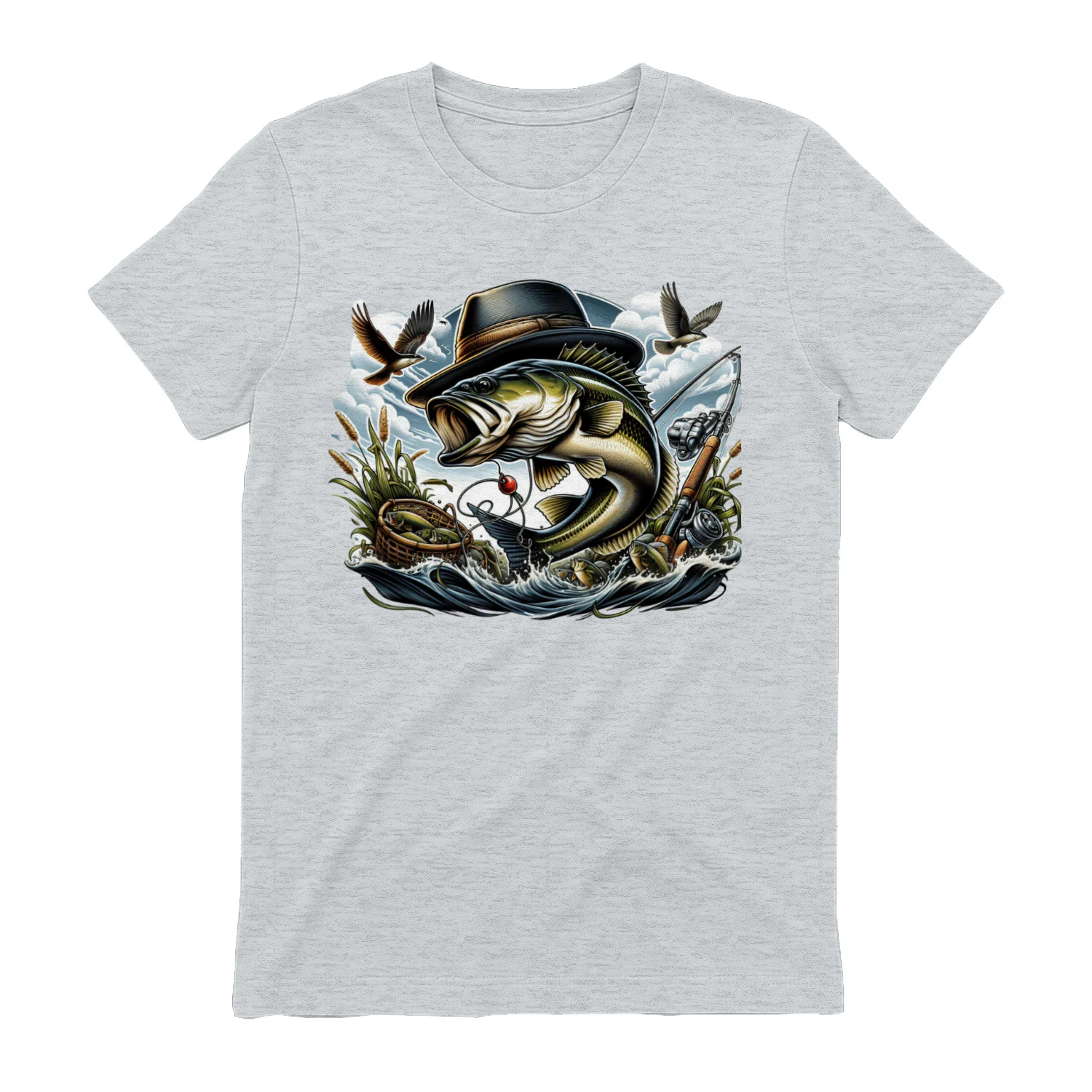 Big Bass Wearing Fedora - Vintage Fishing Adventure Graphic