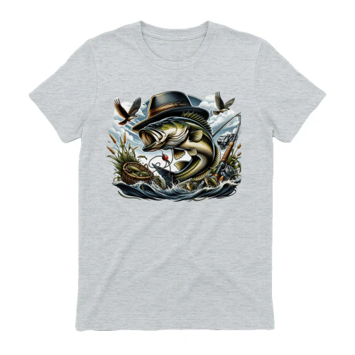 Big Bass Wearing Fedora - Vintage Fishing Adventure Graphic