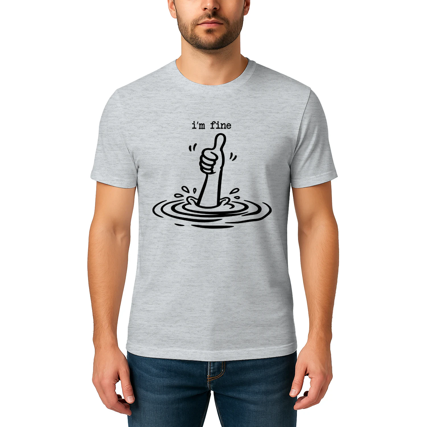 I'm Fine Drowning Thumbs Up - Funny Sarcastic Minimal Design