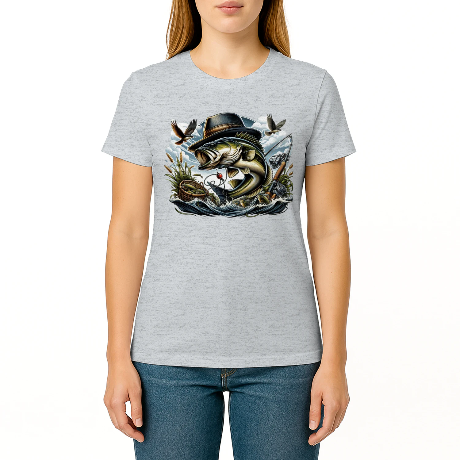 Big Bass Wearing Fedora - Vintage Fishing Adventure Graphic