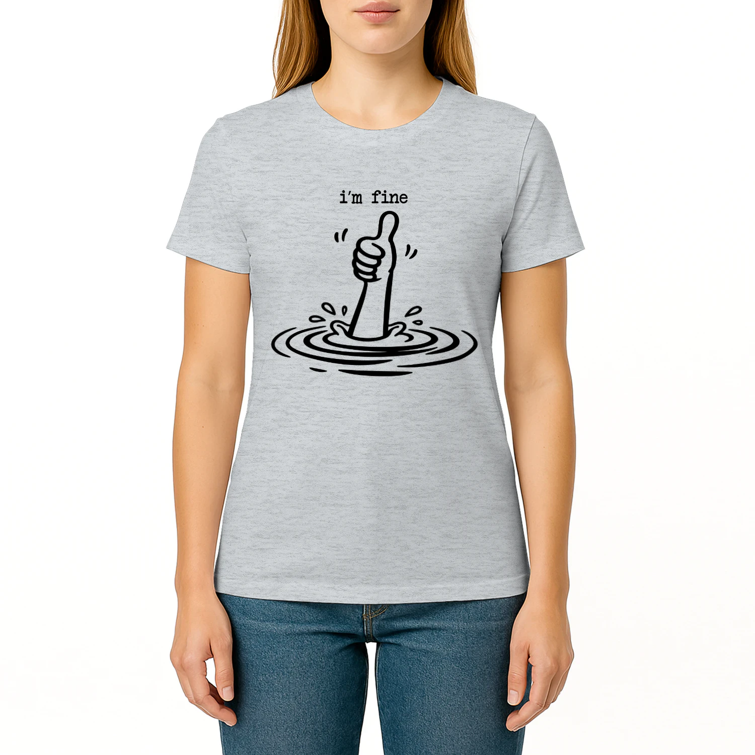 I'm Fine Drowning Thumbs Up - Funny Sarcastic Minimal Design