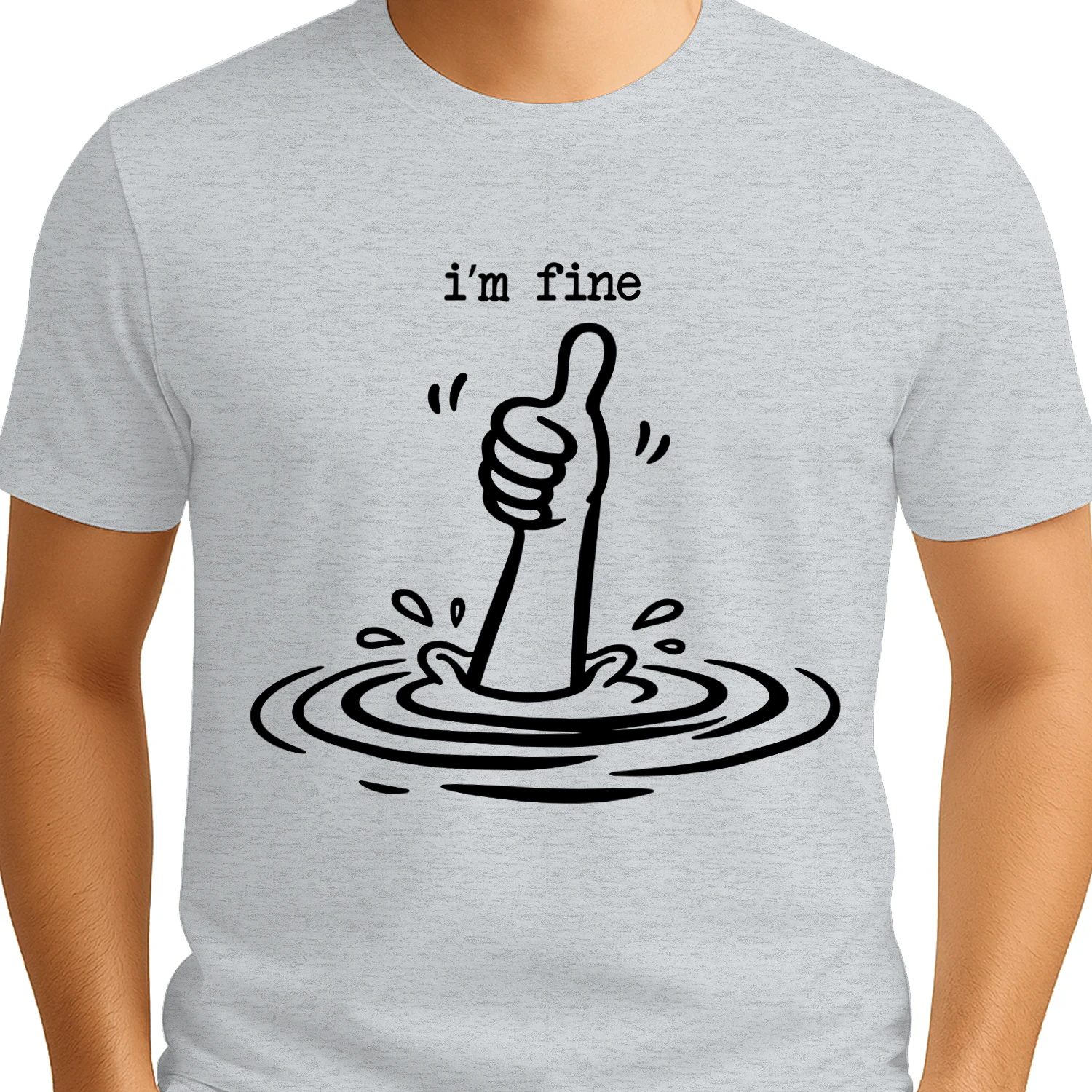 I'm Fine Drowning Thumbs Up - Funny Sarcastic Minimal Design