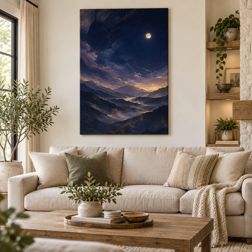 Silent Moon Over the Mountains