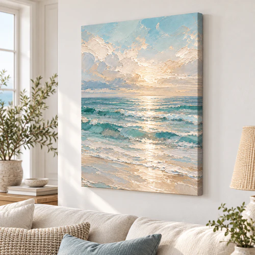 Somewhere, Beyond the Noise – Coastal Abstract Ocean Canvas Wall Art