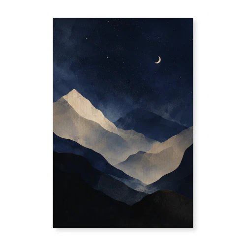 Midnight Peaks - Moon Over the Mountains