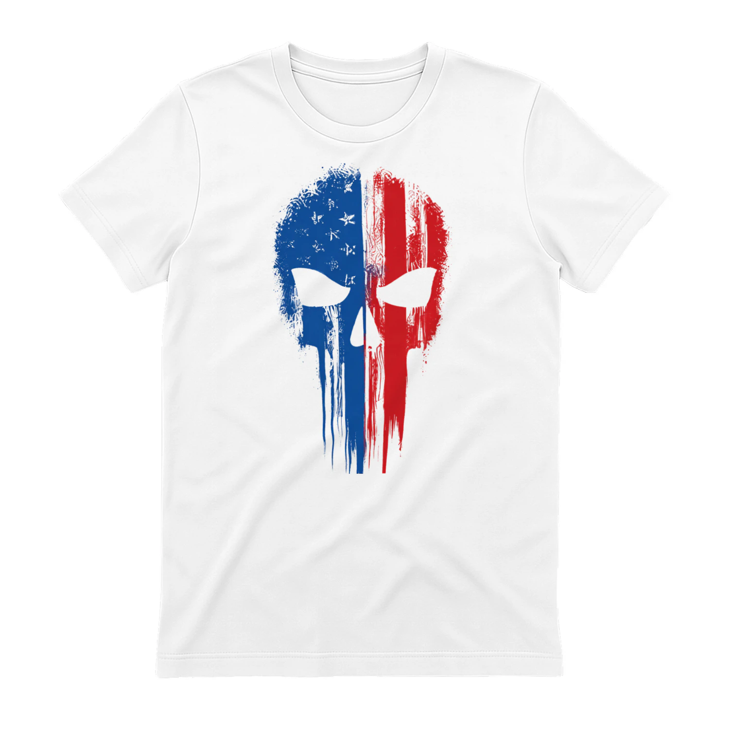 Patriotic Skull T-Shirt – Red White Blue American Flag Graphic Tee