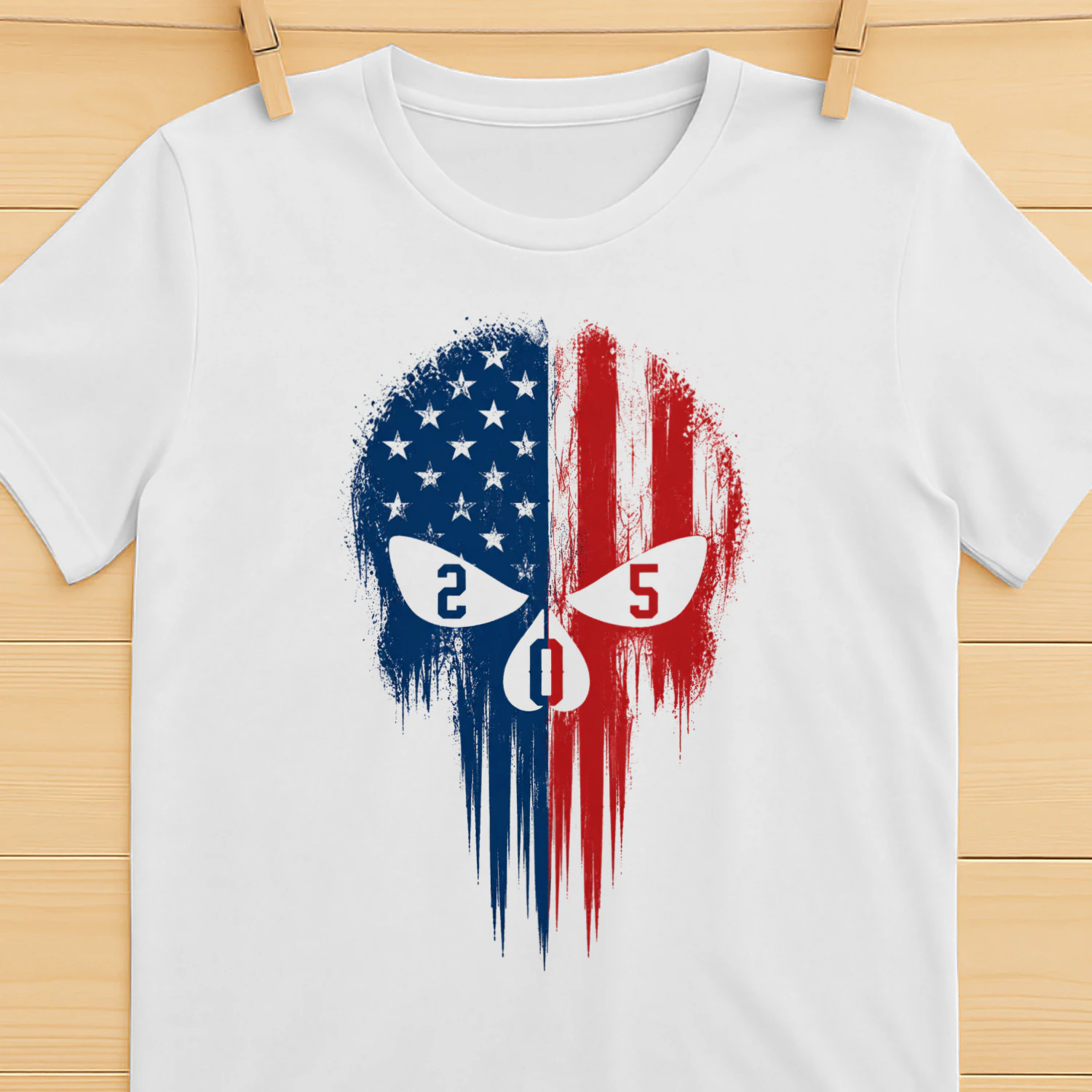 Patriotic Skull T-Shirt – Red White Blue American Flag Graphic Tee