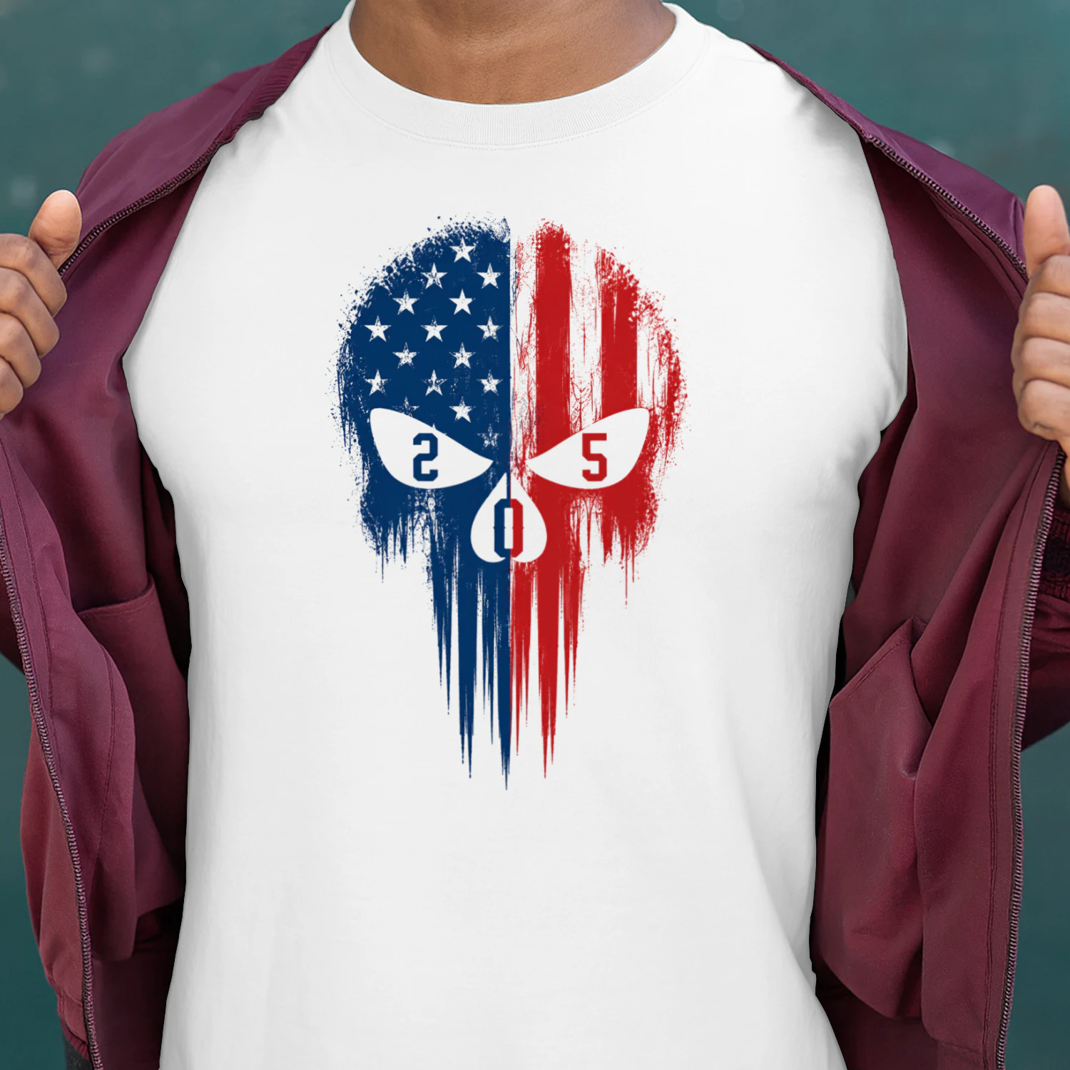 Patriotic Skull T-Shirt – Red White Blue American Flag Graphic Tee