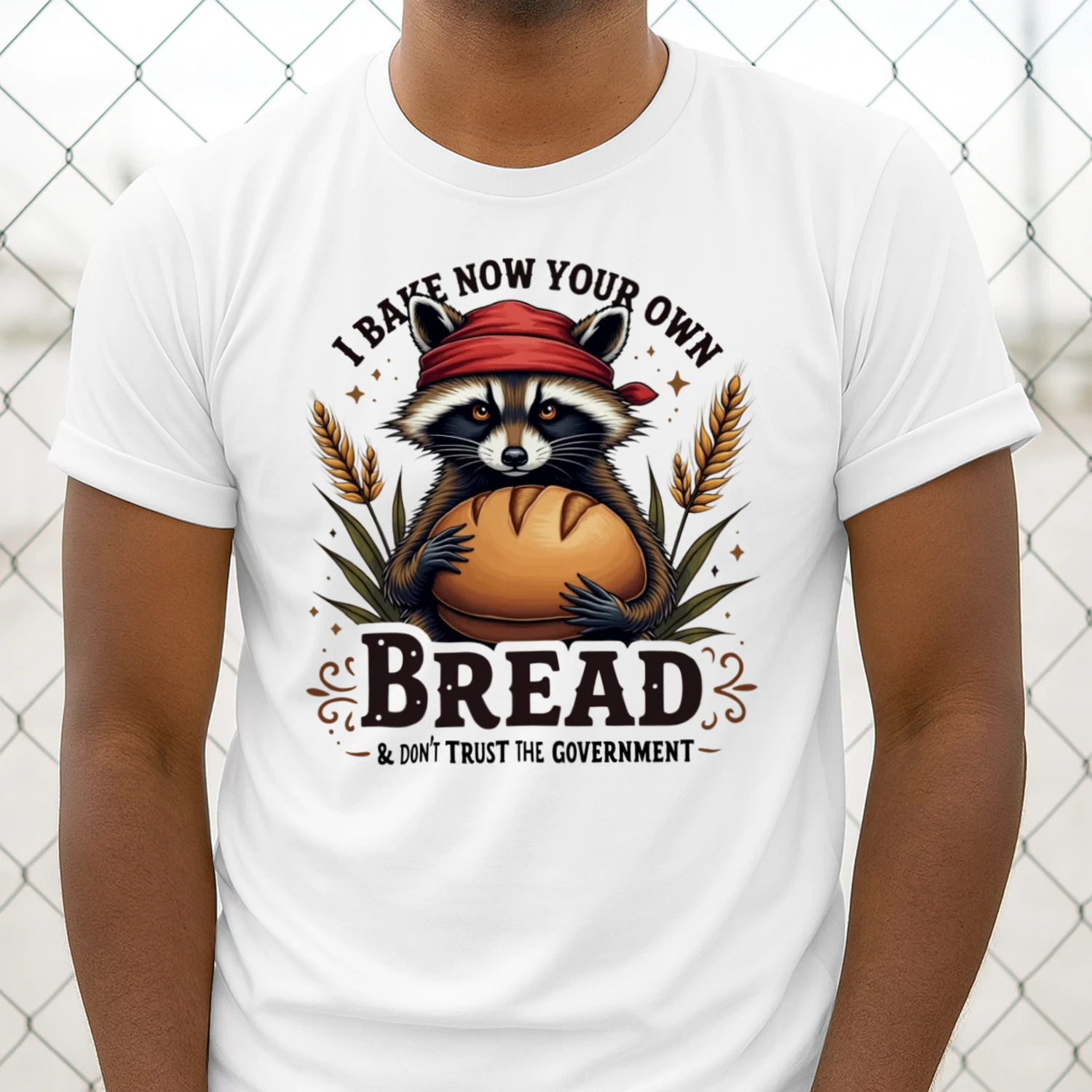 I Bake My Own Bread Funny Raccoon Baking T-Shirt Bread Baker Humor Tee