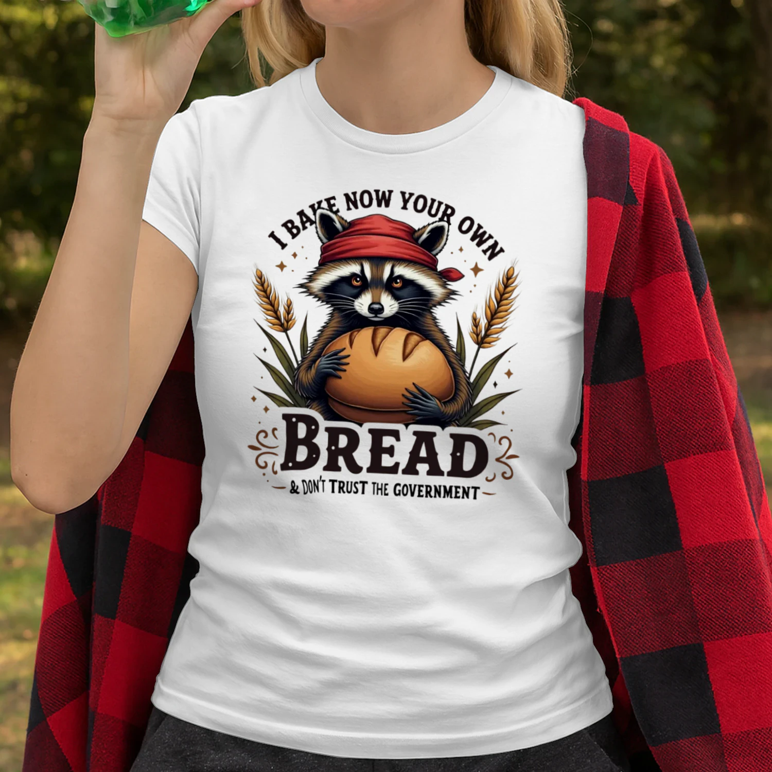 I Bake My Own Bread Funny Raccoon Baking T-Shirt Bread Baker Humor Tee