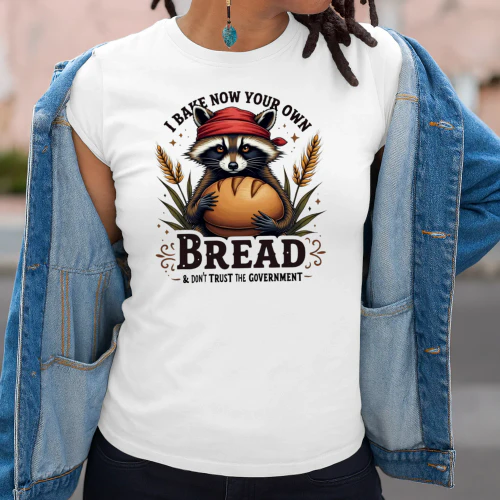 I Bake My Own Bread Funny Raccoon Baking T-Shirt Bread Baker Humor Tee